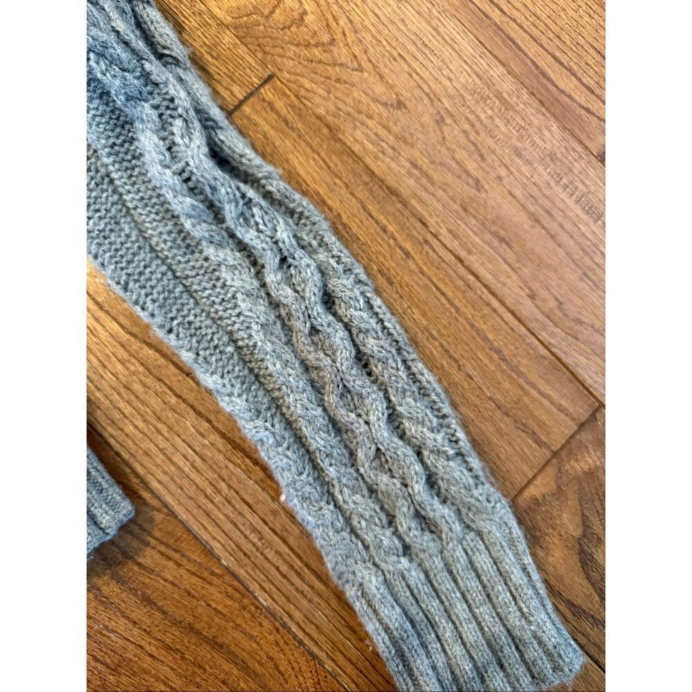 J.Crew grey ruffle neck cableknit cardigan sweater wool blend large - Picture 11 of 13